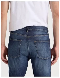 Grab Long Skinny At Waist Tinted Jeans in Dark Denim