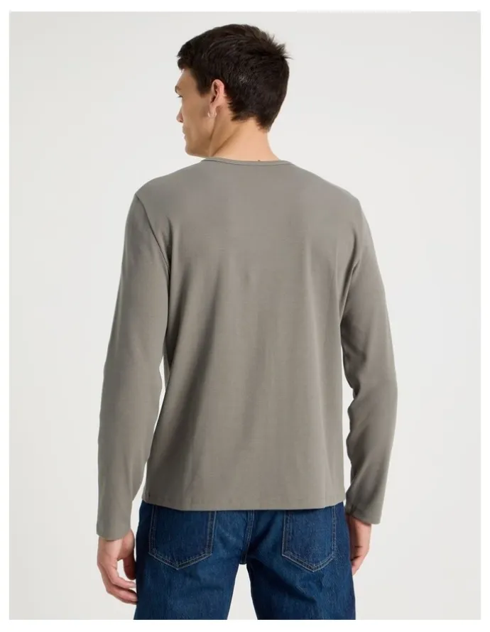 Grab Long Sleeve Rib T-Shirt in Stone