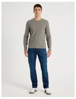 Grab Long Sleeve Rib T-Shirt in Stone