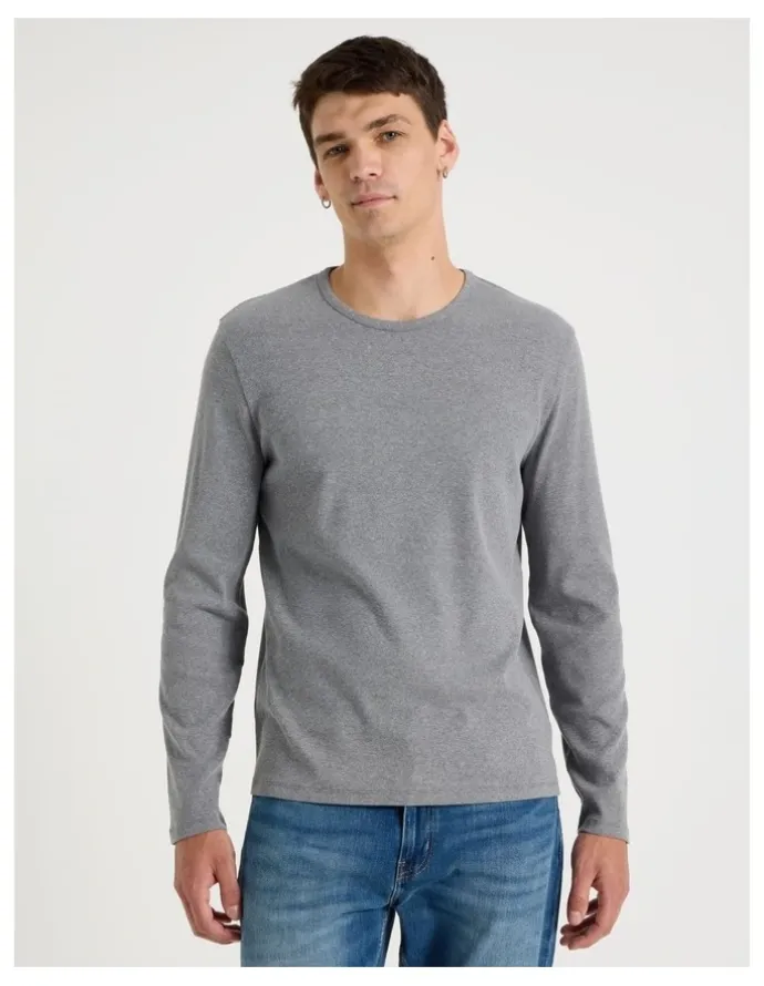Grab Long Sleeve Rib T-Shirt in Charcoal
