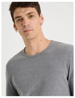 Grab Long Sleeve Rib T-Shirt in Charcoal