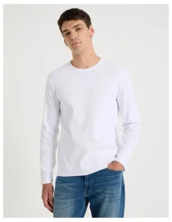 Grab Long Sleeve Rib T-Shirt in White