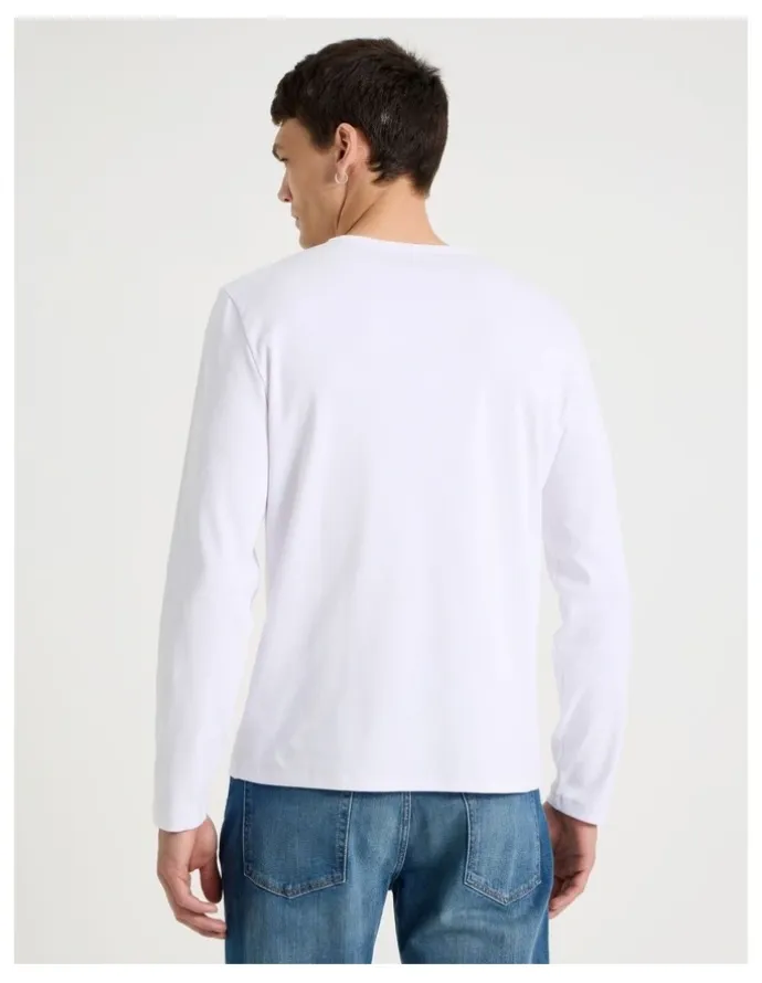 Grab Long Sleeve Rib T-Shirt in White