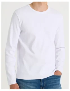 Grab Long Sleeve Rib T-Shirt in White