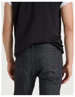 Grab Long Slim Tapered Jeans in Black