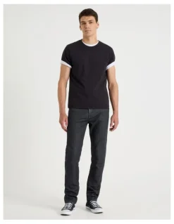 Grab Long Slim Tapered Jeans in Black