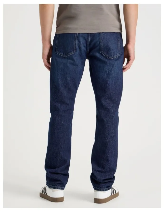 Grab Long Straight At Waist Performance Jeans in Mid Blues