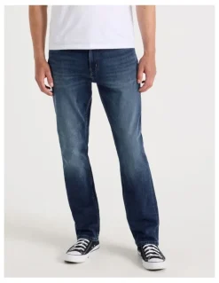 Grab Long Straight At Waist Tinted Jeans in Dark Denim