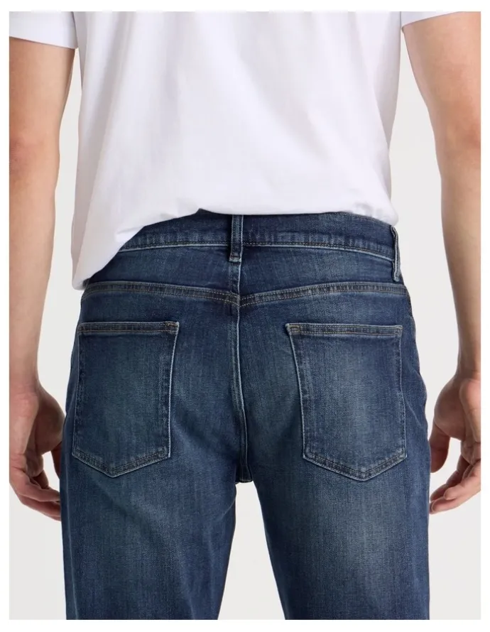 Grab Long Straight At Waist Tinted Jeans in Dark Denim