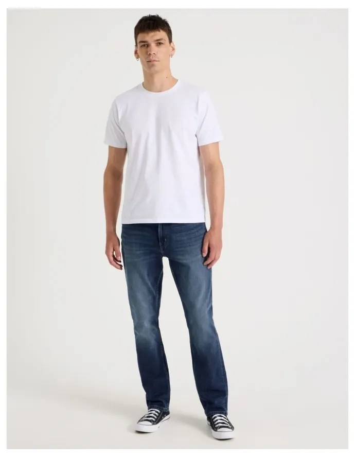 Grab Long Straight At Waist Tinted Jeans in Dark Denim