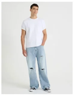 Grab Loose Baggy Destroyed Jeans in Brt Blue