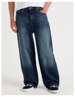Grab Loose Baggy Jeans in Dark Denim