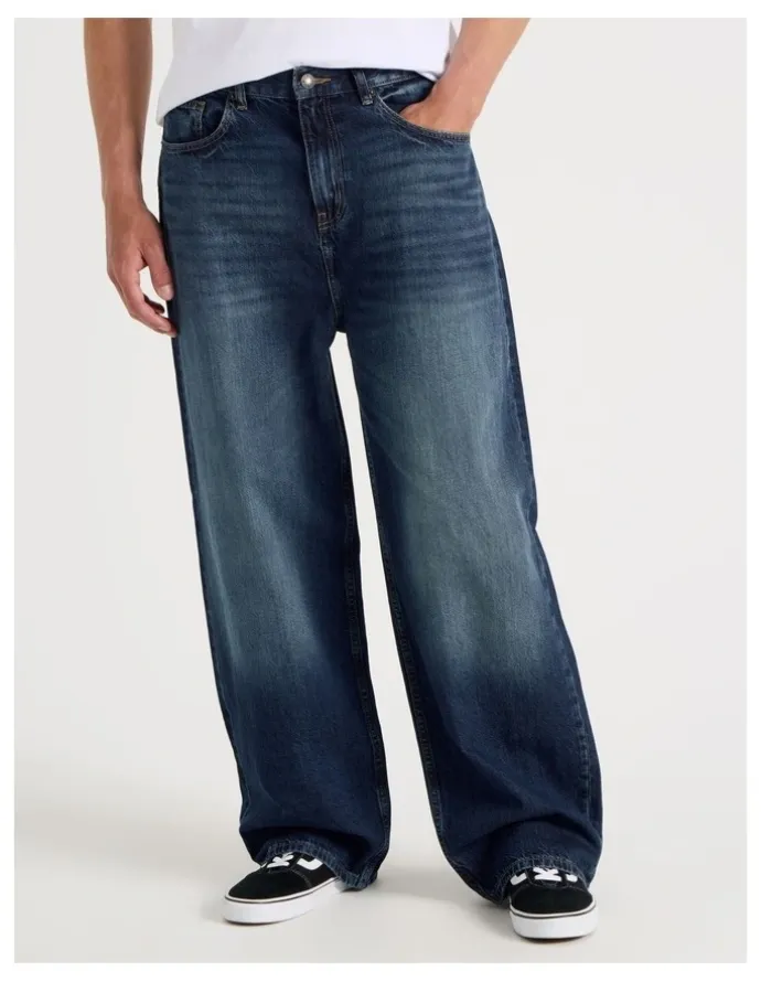 Grab Loose Baggy Jeans in Dark Denim