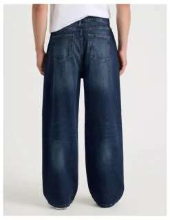 Grab Loose Baggy Jeans in Dark Denim