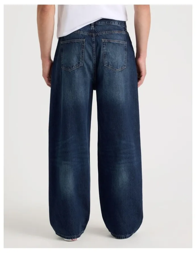 Grab Loose Baggy Jeans in Dark Denim