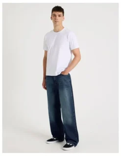 Grab Loose Baggy Jeans in Dark Denim
