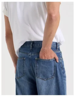 Grab Loose Baggy Jeans in Mid Blues