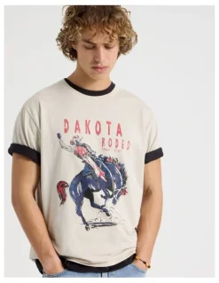 Grab Loose Fit Crew Neck Graphic T-Shirt in Bone