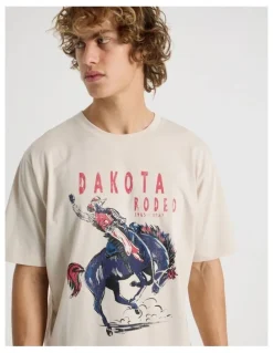 Grab Loose Fit Crew Neck Graphic T-Shirt in Bone