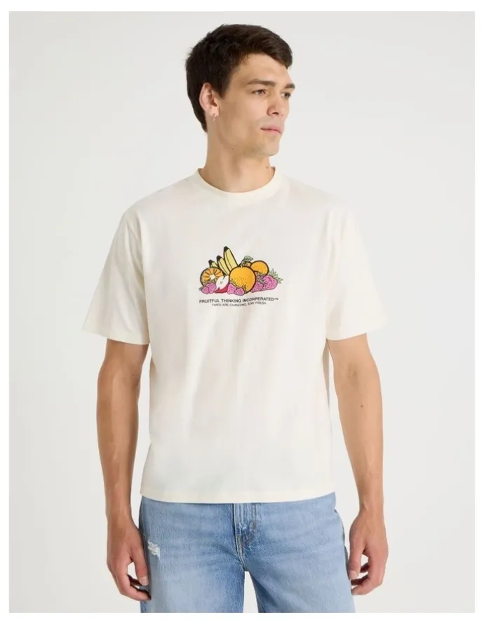 Grab Loose Graphic T-Shirt Short Sleeve in Ecru