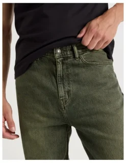 Grab Loose Wide Leg Green Tint Jeans in Green