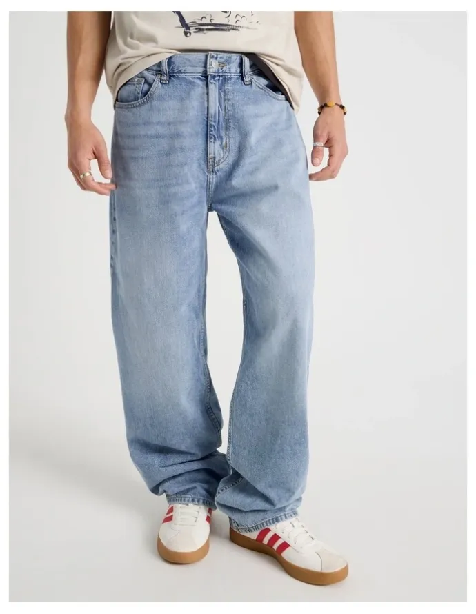 Grab Loose Wide Leg Jeans in Light Blue
