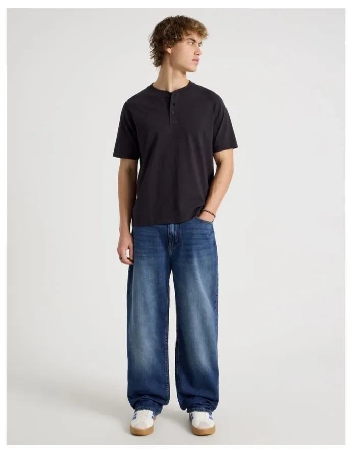 GRAB Loose Wide Leg Jeans in Mid Blues