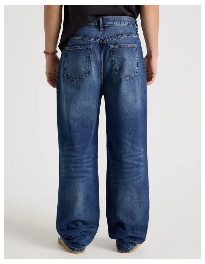 GRAB Loose Wide Leg Jeans in Mid Blues