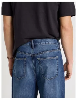 GRAB Loose Wide Leg Jeans in Mid Blues