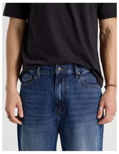 GRAB Loose Wide Leg Jeans in Mid Blues