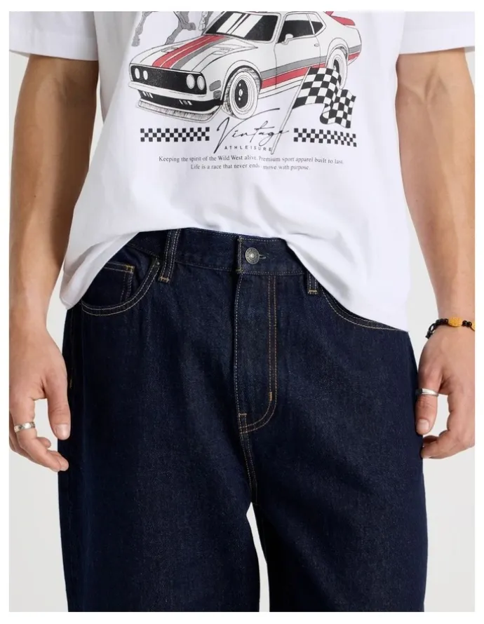 Grab Loose Wide Leg Jeans in Rinse