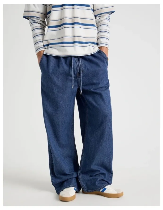 Grab Lyocell Blend Elastic Waist Jeans in Bright Blue