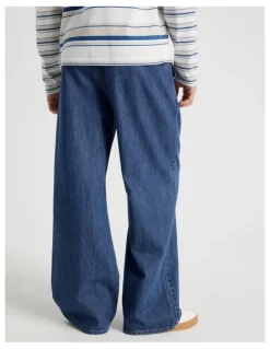 Grab Lyocell Blend Elastic Waist Jeans in Bright Blue