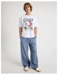 Grab Lyocell Blend Elastic Waist Jeans in Mid Blues
