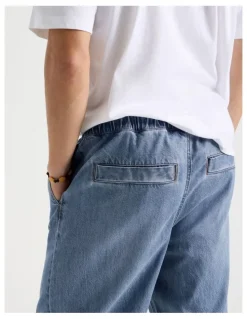 Grab Lyocell Blend Elastic Waist Jeans in Mid Blues