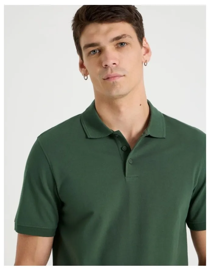 Grab Pique Polo in Dark Green