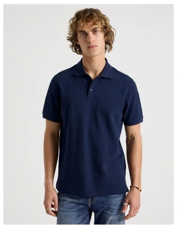 Grab Pique Polo in Navy