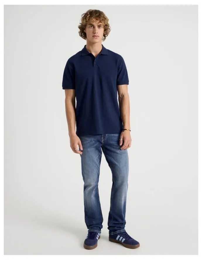 Grab Pique Polo in Navy