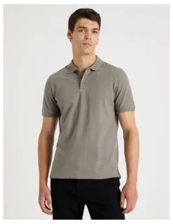 Grab Pique Polo in Stone