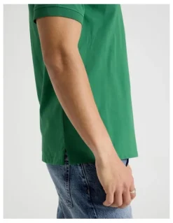 Grab Regular Fit Pique Short Sleeve Polo in Dark Green