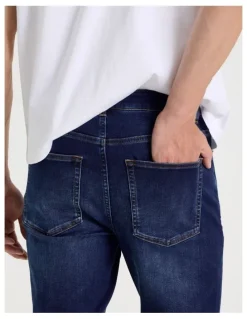 Grab Regular Tapered Knit Jeans in Mid Blues