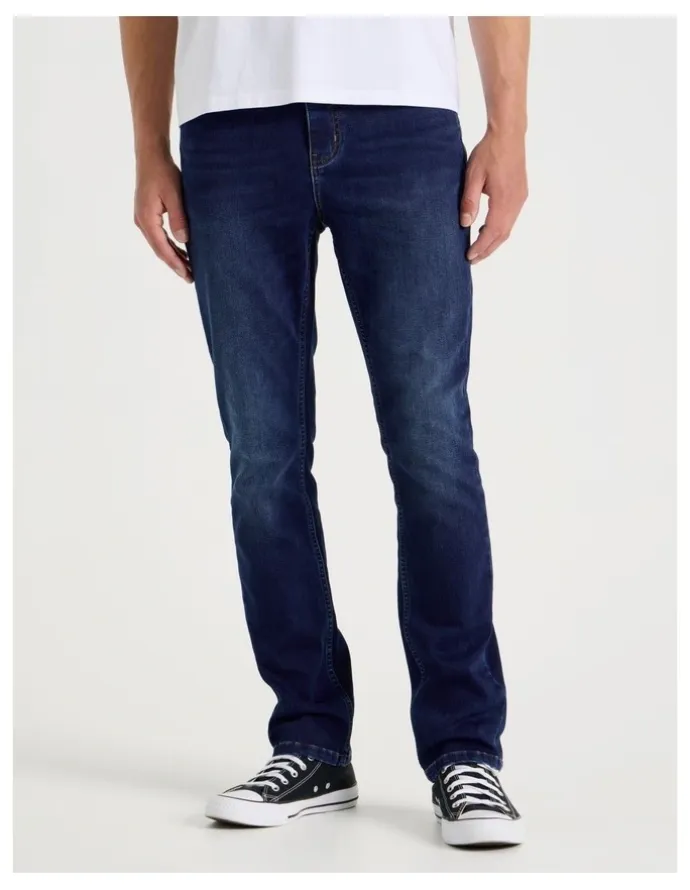 Grab Regular Tapered Knit Jeans in Mid Blues