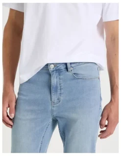 Grab Regular Tapered Knit Jeans in Light Blue