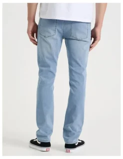 Grab Regular Tapered Knit Jeans in Light Blue