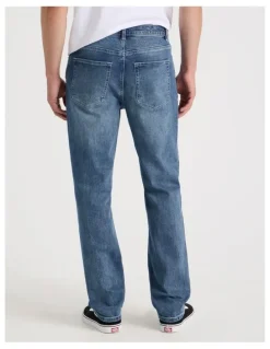Grab Regular Tapered Tinted Jeans in Mid Blues