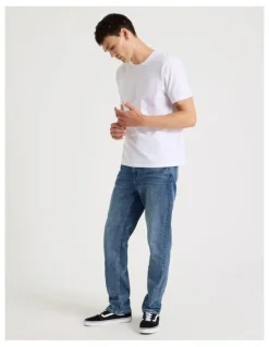 Grab Regular Tapered Tinted Jeans in Mid Blues