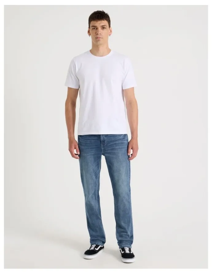 Grab Regular Tapered Tinted Jeans in Mid Blues