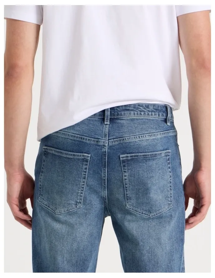 Grab Regular Tapered Tinted Jeans in Mid Blues
