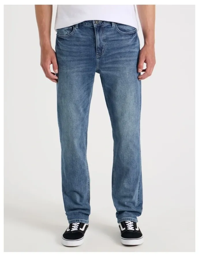 Grab Regular Tapered Tinted Jeans in Mid Blues