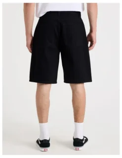 Grab Relaxed Denim Shorts in Black